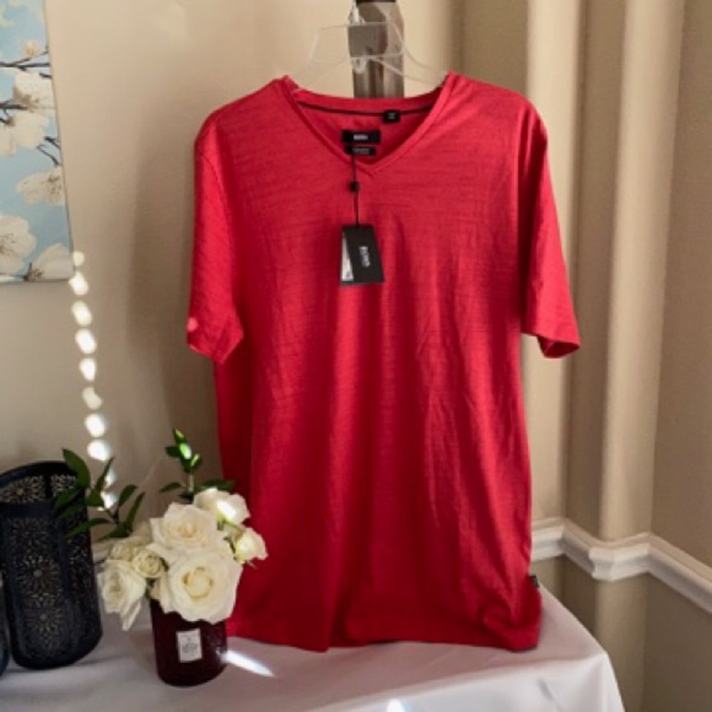 NWT Hugo Boss Tilson V-neck Tee Red XL